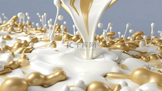 咖啡背景图片_3D 产品广告插画中的层叠奶滴
