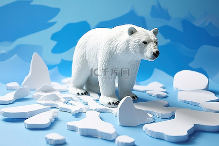 小北极熊背景图片_一只小北极熊坐在碎冰上