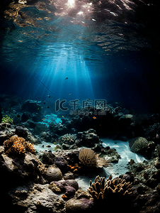 水珊瑚背景图片_珊瑚海底世界海水光线摄影广告背景