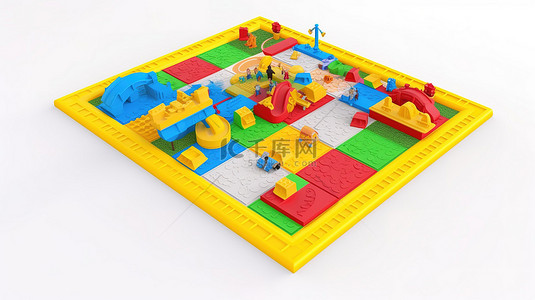 儿童玩耍背景图片_白色背景下儿童玩耍的安全 3D 橡胶游乐场广场