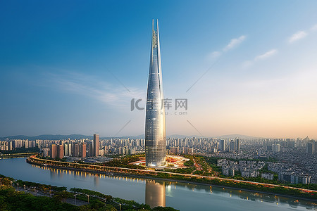 现代世界背景图片_世界上最高的建筑坐落在俯瞰城市的山上