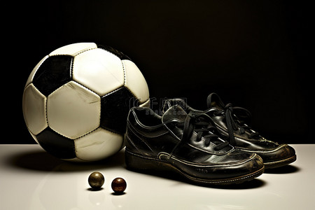 足球背景图片_黑色足球鞋和球数字艺术套装