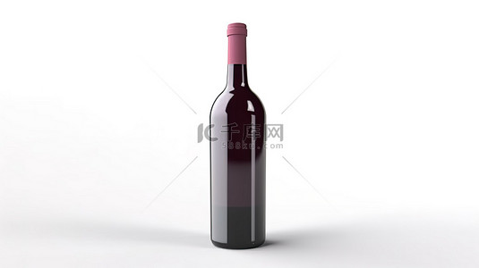 红金标签背景图片_3D 渲染的白色背景上的酒瓶，具有独立的外观