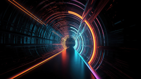 交通灯光线背景图片_照明线的动态隧道 3d 渲染显示明亮和移动的灯光线从我们身边飞驰而过