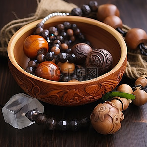 一些漂亮的棕色物品作为碗中的中心装饰品