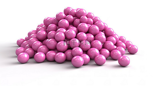 球形装饰背景图片_一堆玫瑰色的糖果，以 3D 数字渲染的球形形式制作