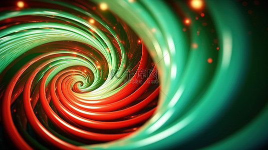 螺旋状圣诞树是带有 3D 插图抽象概念的节日横幅