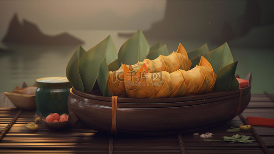粽子形象背景图片_端午节粽子美食传统节日
