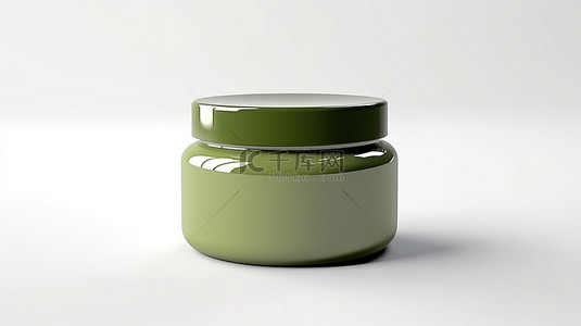 洗橄榄背景图片_橄榄化妆品罐的白色背景模型，带有盖子，非常适合奶油或凝胶产品 3D 渲染