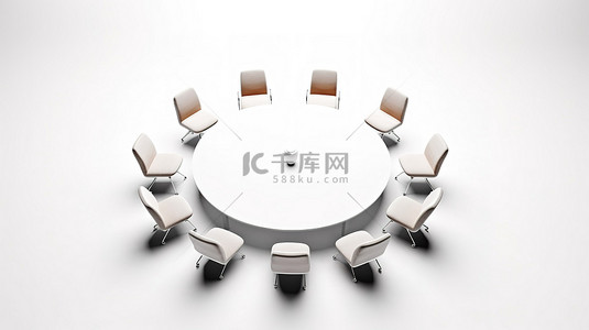 空白画布上的一系列椅子中的企业聚会首席执行官座位 3D 插图