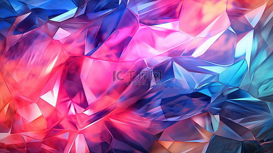 面背景图片_3d 渲染中虹彩液体抽象几何晶体纹理中的多面宝石