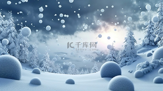 新年主题背景图片_捕捉下雪新年气氛精髓的 3D 插图