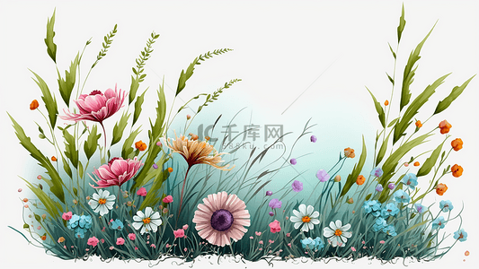 黄色光芒背景图片_花卉粉色花朵星星点点淡绿色背景