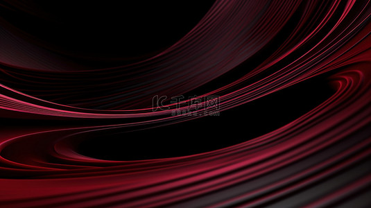 3d 渲染背景中曲线优美的深红色线条