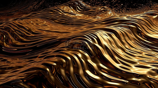 火了背景图片_垃圾抽象 3d 渲染中的镀金波浪