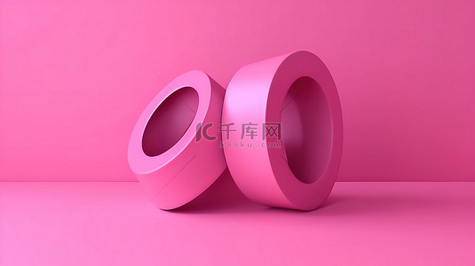 双视图粉红色背景 3d 渲染优惠券促销图标符号