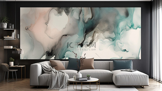 框背景图片_帆布墙的抽象 3D 壁纸设计框架以大理石为灵感的功能艺术，具有水彩般的效果