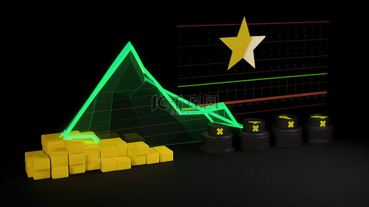 可视化几内亚恒星加密货币的飙升轨迹网站内容的 3D 渲染