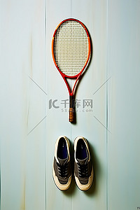 鞋背景图片_羽毛球拍配网球鞋和鞋拍