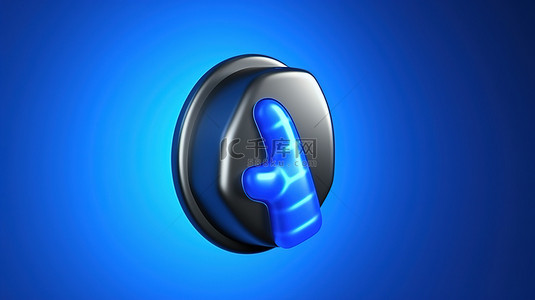鼠蓝色背景图片_带有鼠标手形光标的蓝色按钮的 3D 插图