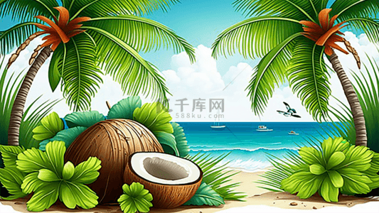 热带水果背景背景图片_椰树美丽背景