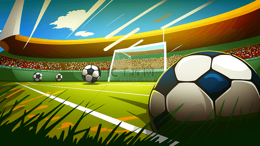 足球运动背景图片_足球绿色赛场观众席背景