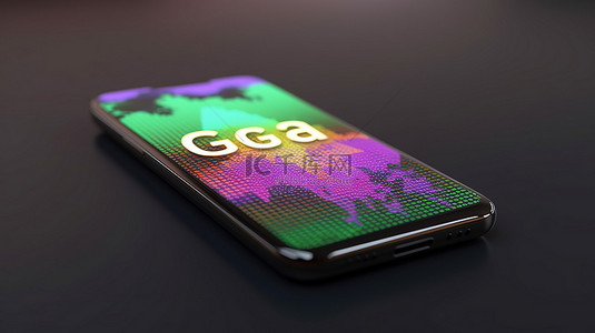 加纳 5G 连接概念与智能手机技术的 3D 渲染背景