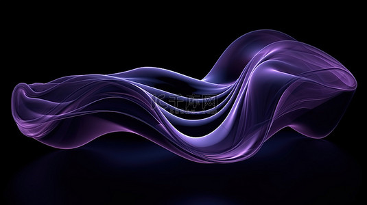 丝绸黑色背景背景图片_创意 3D 壁纸紫色抽象波浪对象呈现在黑色背景上