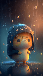 雨滴可爱的小动物卡通的背景