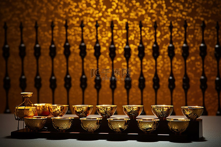 2012年农历新年，十个金杯坐在金算盘上