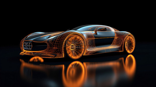 快速未来的智能汽车驾驶概念 3d 渲染