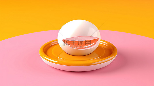 粉红色背景下蛋黄和蛋白的 3D 渲染图像