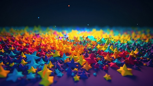 垂直抽象背景与彩色 3d 渲染天空中的星星