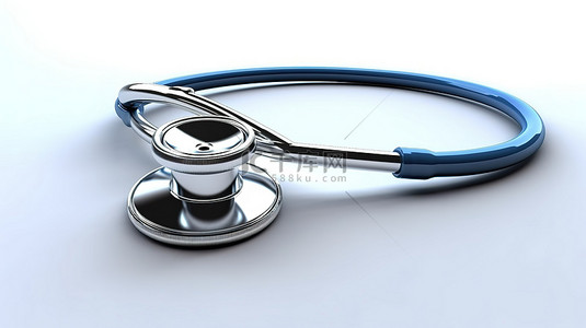 听诊器医生背景图片_3d 渲染白色背景上蓝色听诊器的插图，代表您的健康的医疗保健和医疗保险