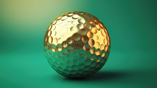 福图纳金高尔夫球图标与潮水绿色背景 3d 渲染社交媒体符号
