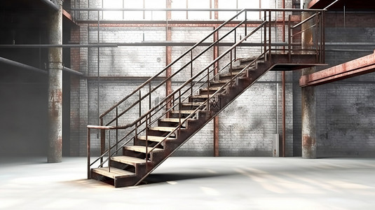 工业背景图片_以令人惊叹的 3D 现实主义渲染的工业楼梯