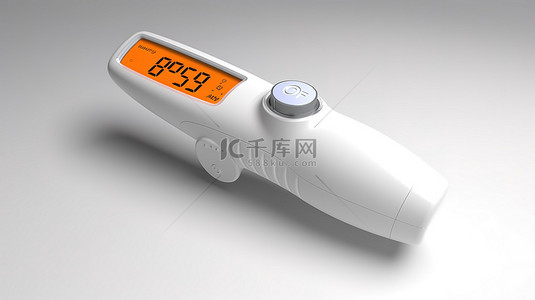 温度计温度计背景图片_用于医疗用途的先进红外数字温度计与白色背景 3D 渲染上的现代电子温度计一起呈现