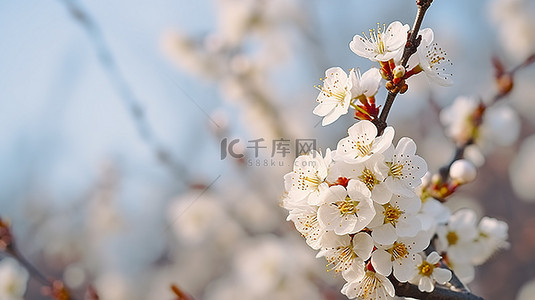 白色花植物 樱花盛开在 ohjeazhang