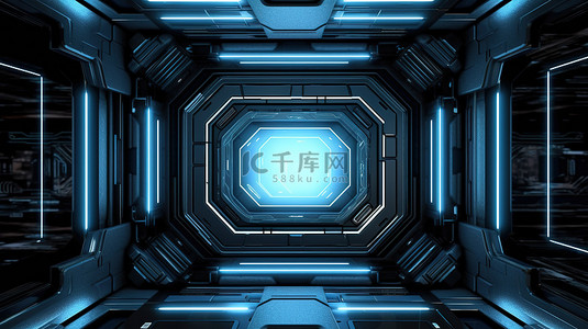 方框蓝色背景图片_3d 渲染中的未来派方框