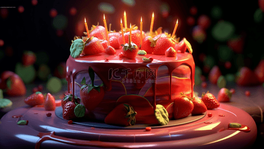 草莓蛋糕红色创意