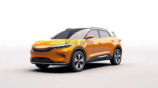 车背景图片_白色背景下 3D 视觉呈现的电动小型 SUV