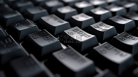 引领科技背景图片_特写黑色电脑键盘的全帧 3D 插图