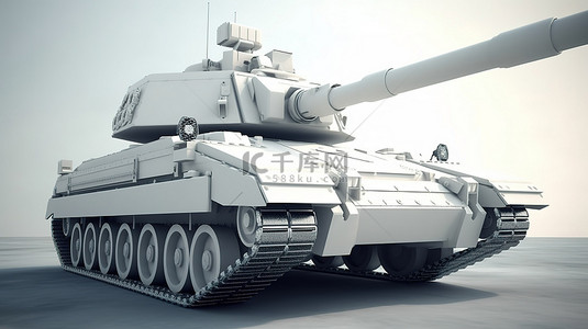 3d 渲染图像中的白色坦克