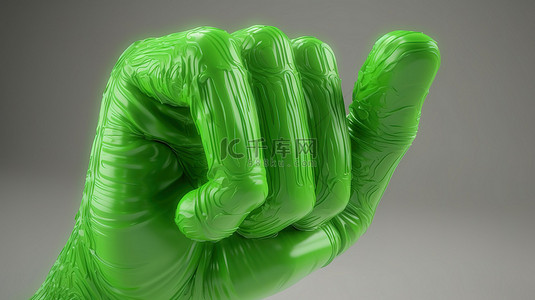 3D 插图中的生态友好竖起大拇指符号