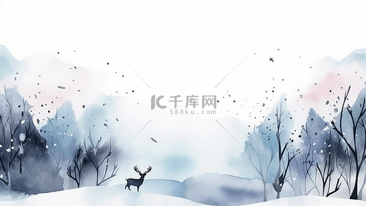 大雪背景图片_冬天风景插画背景