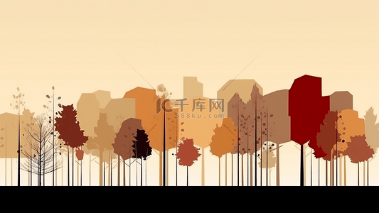 秋天树木装饰插画
