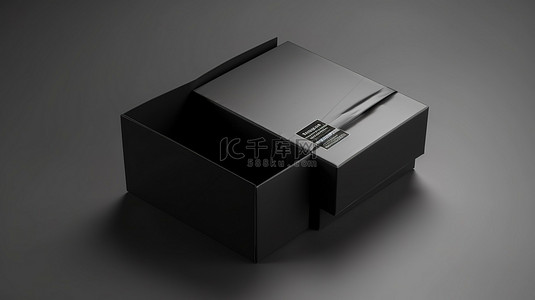 滑动抽屉黑色纸板箱小物品匹配和更多 3D 渲染