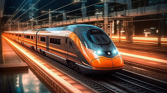 具有 3D 渲染的铁路运输技术高速自动化列车