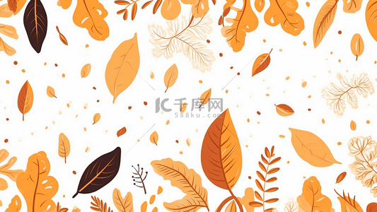 秋天的叶子卡通背景图片_秋天落叶植物卡通插画广告背景