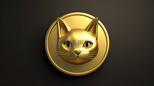 猫科动物徽章在哑光金色牌匾上闪闪发光的金色猫 3d 生成的社交媒体头像